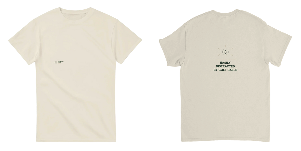 Easily Distracted by Golf Balls Tee - Natural - Front and Back
