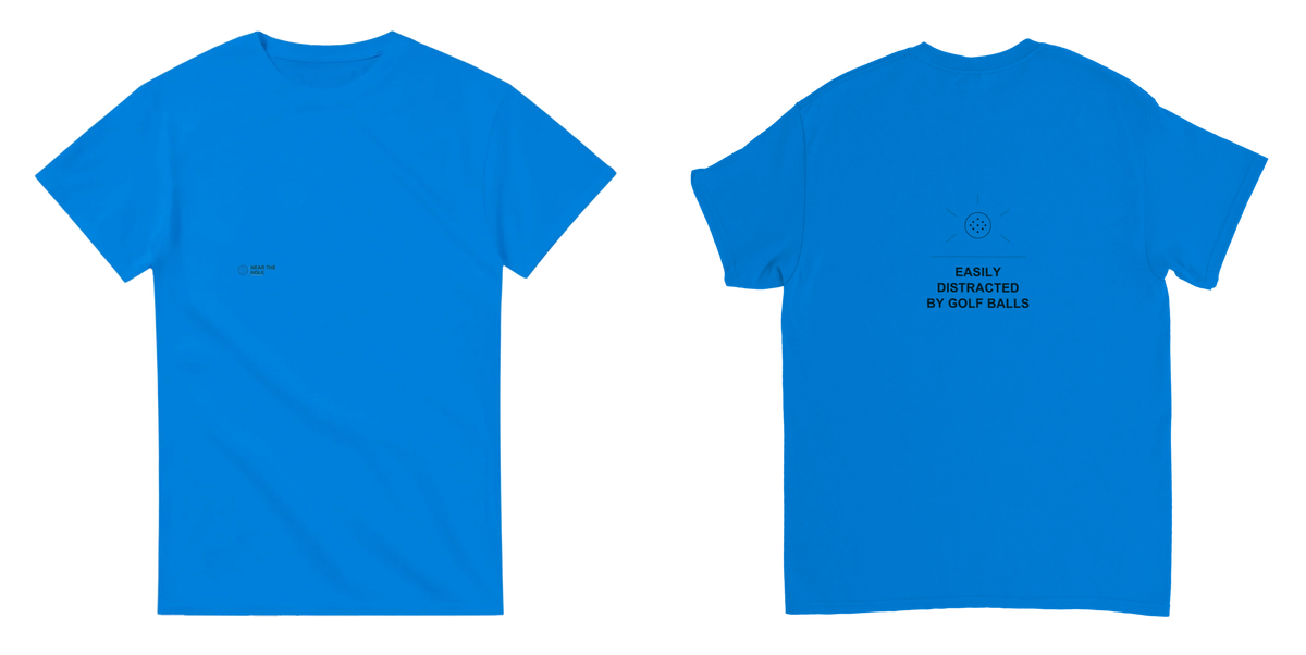 Easily Distracted by Golf Balls Tee - Royal - Front and Back
