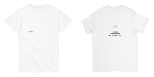 Easily Distracted by Golf Balls Tee - White - Front and Back