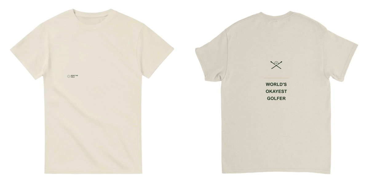 World's Okayest Golfer Tee - Natural - Front and Back