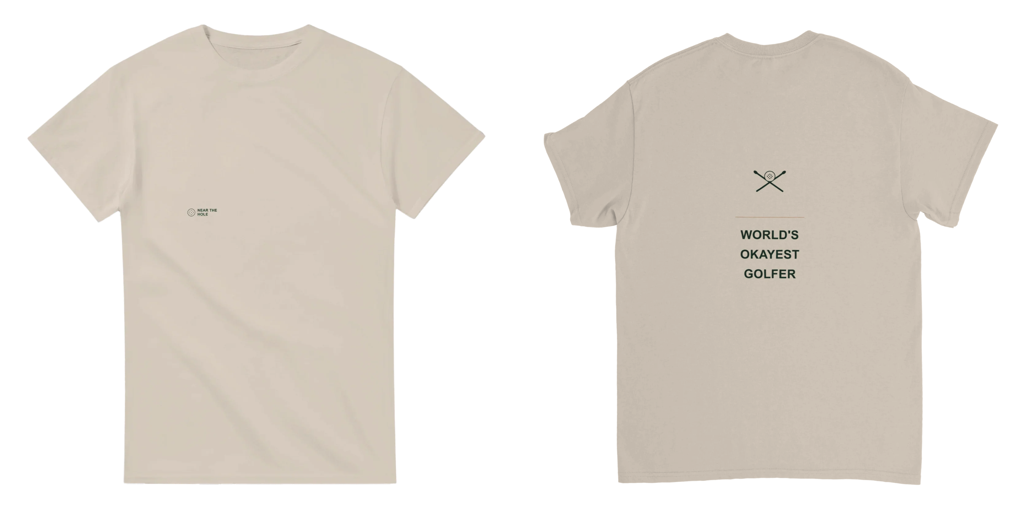 World's Okayest Golfer Tee - Sand - Front and Back