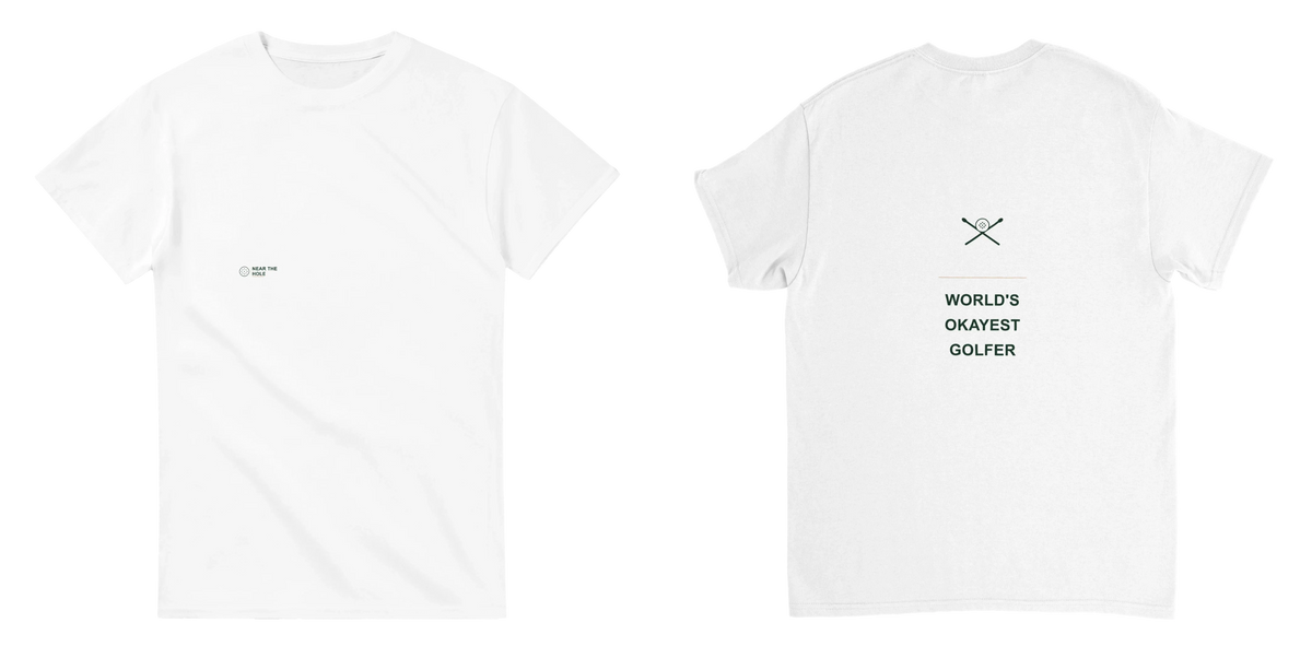 World's Okayest Golfer Tee - White - Front and Back